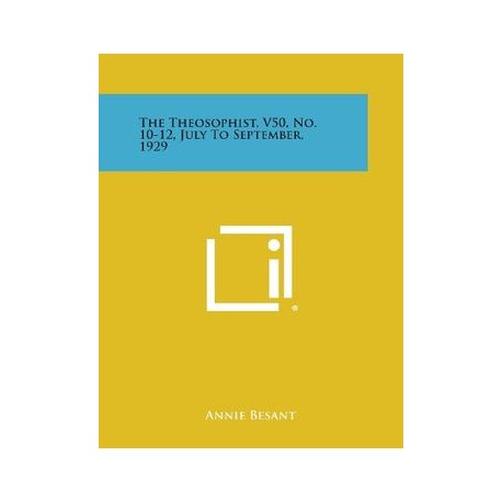 The Theosophist, V50, No. 10